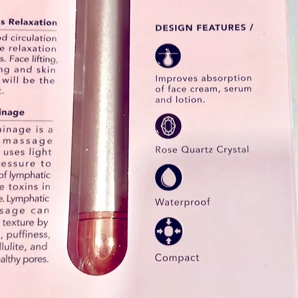 Luxe + Willow PHOENIX - Rose Quartz Vibrating Facial Roller BNIB! - Picture 7 of 12